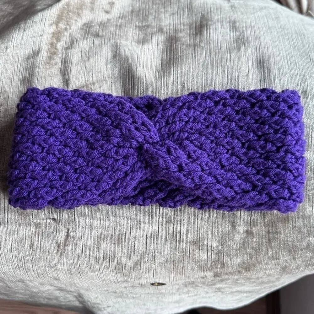 Handmade purple twist knot headband crochet acrylic